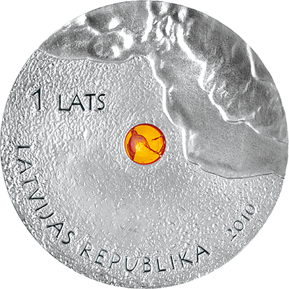 Dzintara monēta - 1 Lats 2010. gads